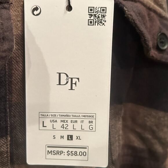 Men's Denim & Flower Long Sleeve Button Down Flannel, Size Large - NWT - Picture 4 of 6